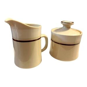 CAROUSEL stone ware creamer/sugar 801 white Japan